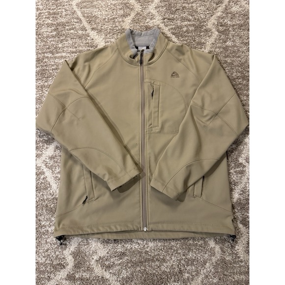 Vintage Y2K Men's Size XL Nike ACG Full Zip Tan Windbreaker Jacket Pockets Used - Picture 1 of 6